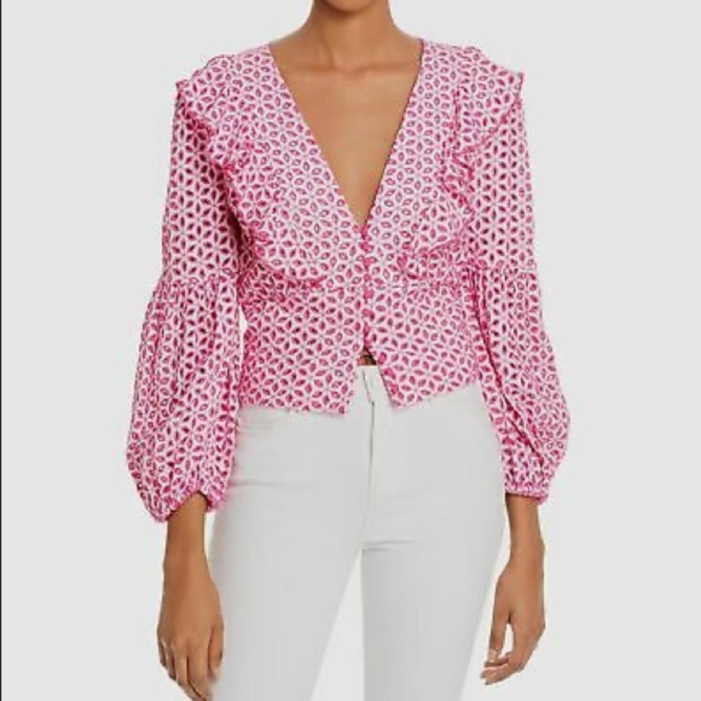 NWT Bardot Camille Eyelet Pink Blouse